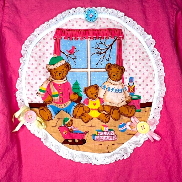 Pink “Teddy Bears and Buttons” Vintage Junior’s Sears Shacket - Picture 7 of 8